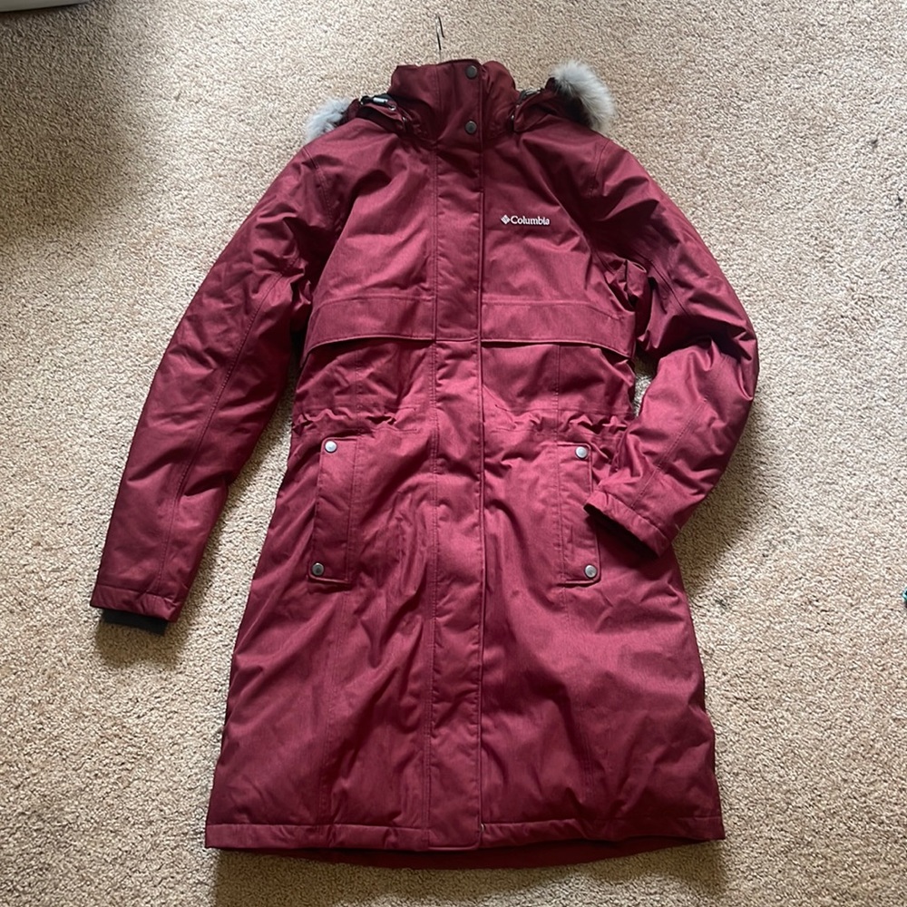 Maroon Long Puffy Coat - Columbia